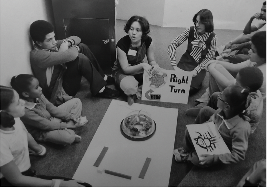 LOGO programming resulted in a turtle dring over the ground